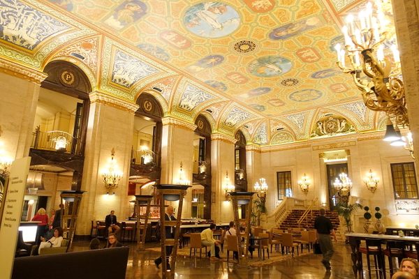 The hotel lobby