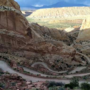 Looking down the Burr Trail Switchbacks