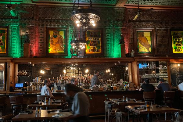 Owls still keep watch over the bar.
