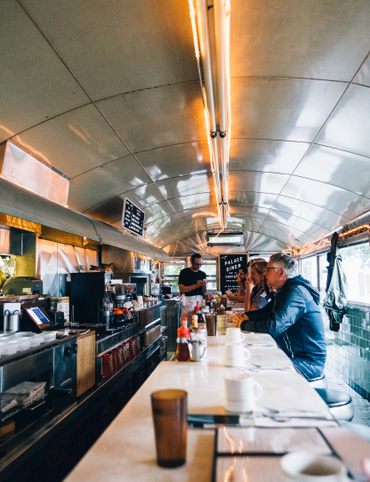 All aboard for a plate of pancakes.