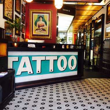 Inside the shop.