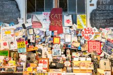 Check out the wall of fliers for the latest happenings in town. 