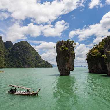 Ko Tapu islet in front of the Khao Phing Kan islands in the Phang Nga Bay.
