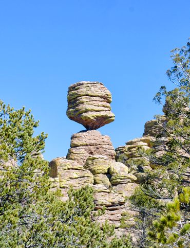 Big Balanced Rock stuns along the Heart of Rocks Loop near Wilcox, AZ.