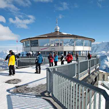 Piz Gloria, the revolving restaurant on the Schilthorn near Mürren in the Bernese Oberland, Switzerland. 