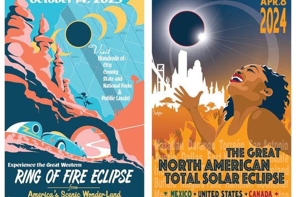 Retro, poppy posters capture the feel of America under the shadow of the moon.