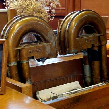 Known as a &#8220;Zip Tube&#8221; this carries the book requests down to the stacks many floors below.