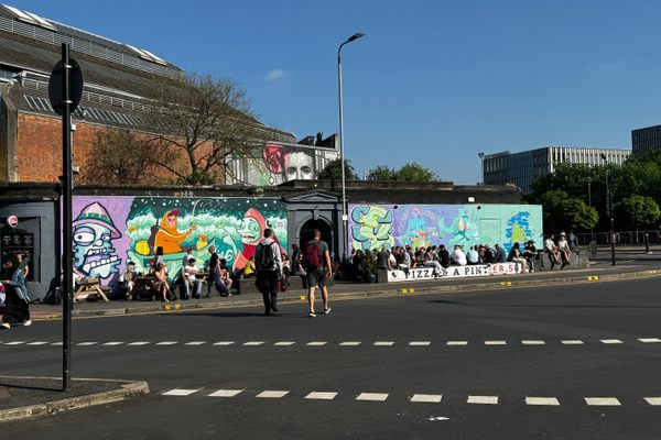 Murals on the front of the Clutha Bar commemorate the tragedy.