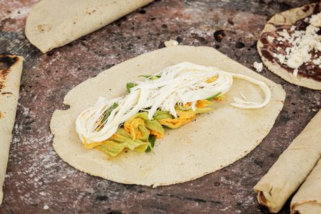 Flores de calabaza and melty quesillo make for a divine quesadilla.