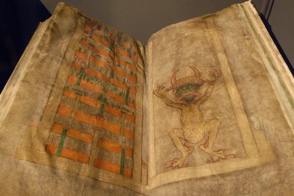 The Codex Gigas (the Devil’s Bible) open to the portrait of the devil.