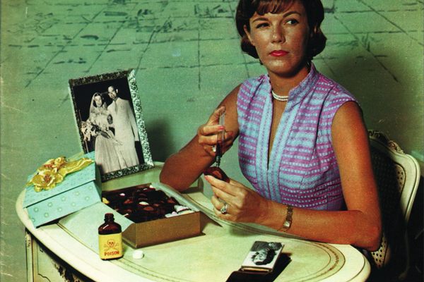 This 1962 cover of Official Detective features a Halloween candy poisoner at work.